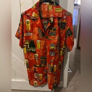 VHO size medium orange party shirt with beer mugs